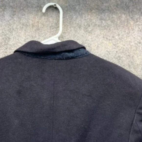 Saks Fifth Avenue Trench Coat Mens 42 Black Wool Classic Cashmere Vintage Jacket - Picture 9 of 10